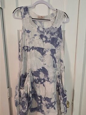 Lands Downunder Dress Italian Linen Lagenlook L